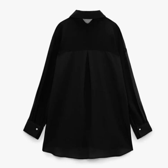 ZARA OVERSIZED RHINESTONE BUTTON SHIRT - Picture 5 of 5